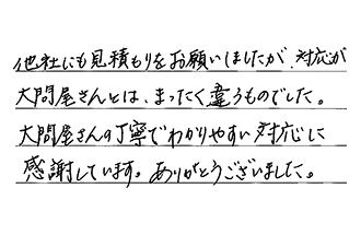 愛知県名古屋市中川区 N.M様からの工事完了後評価